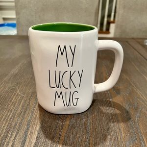 NEW! Rae Dunn “My lucky mug” with a shamrock on the other side.